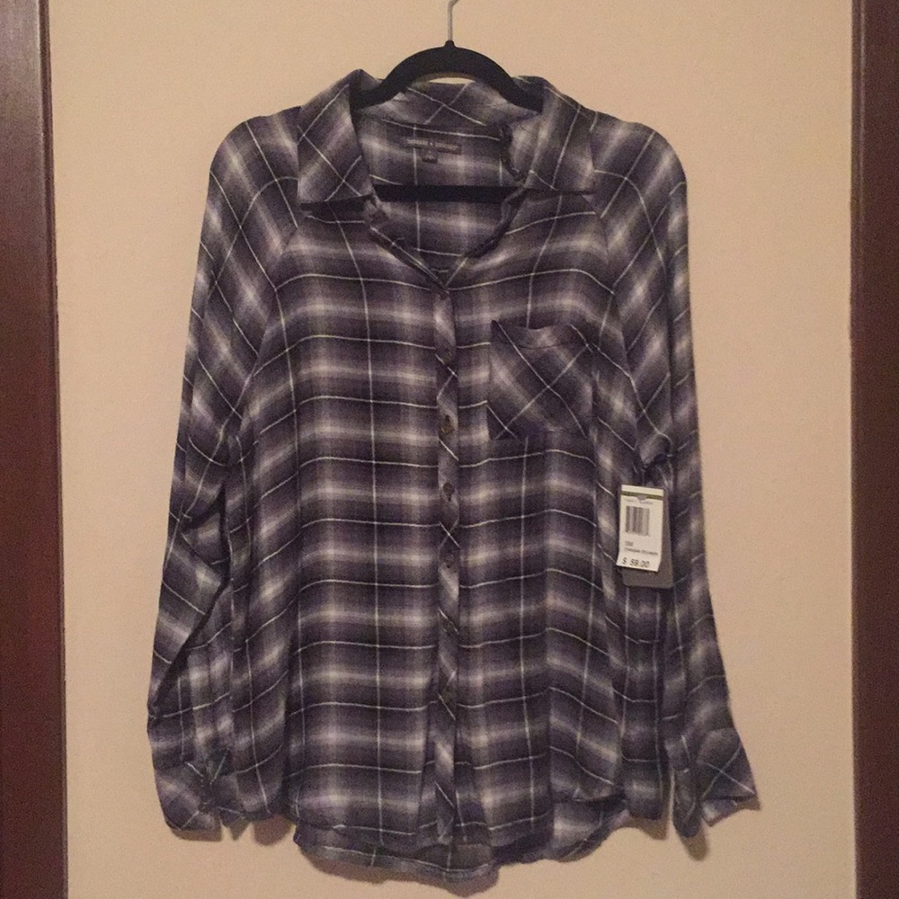 Black and white plaid button down